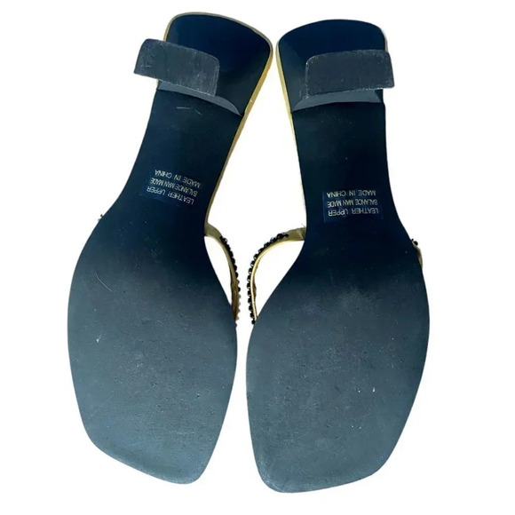 y2K Square Toe Slip On Block Heel Sandals Womens 8.5 Rhinestones 90s - Picture 6 of 8